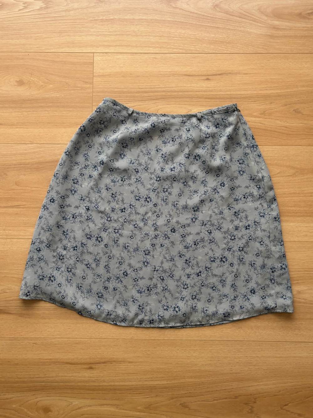 Vintage Blue Floral A-Line Skirt
